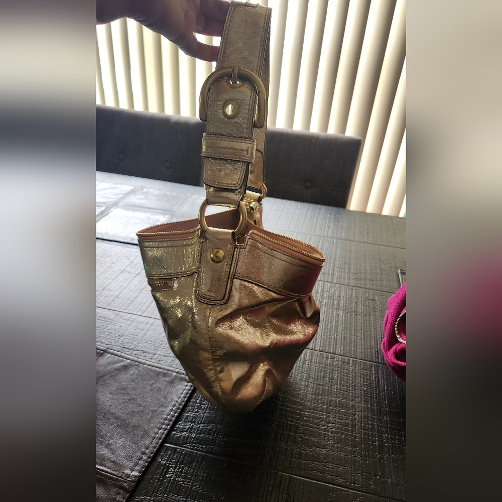 Coach Metallic Gold Hobo Bag - Picture 3 of 9